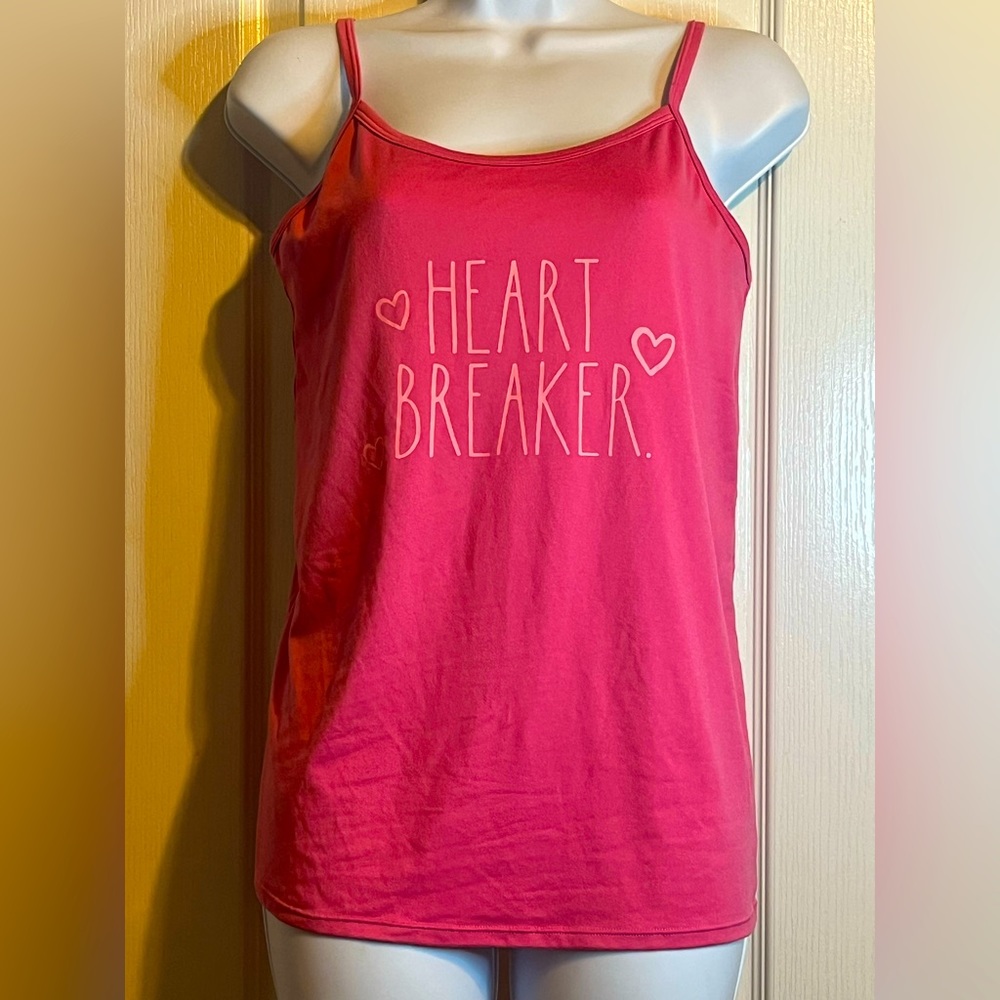 Rae Dunn Pink "Heart Breaker" Tank Top/Sleep Top - Size Large 💕💔✨